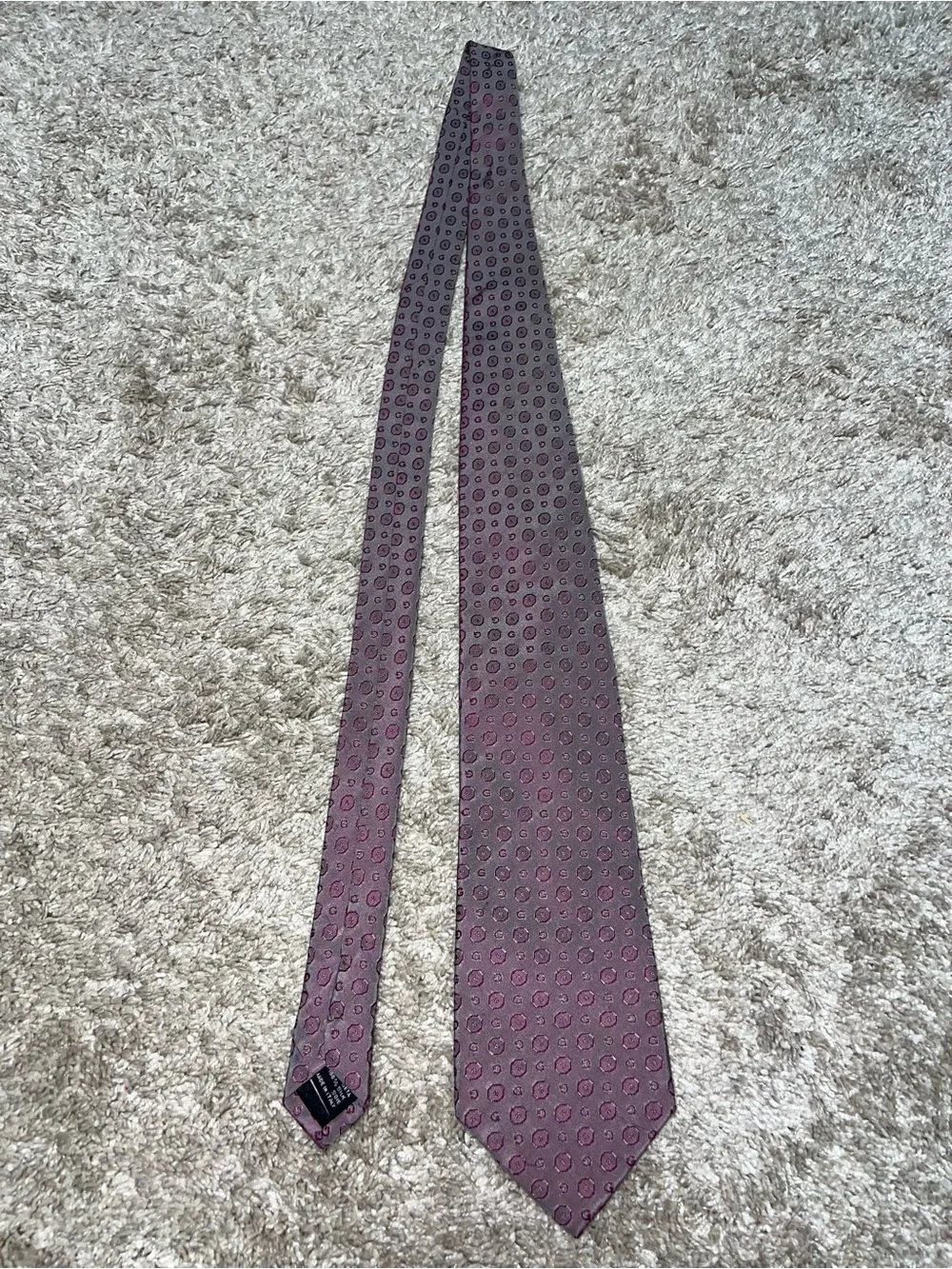 Vintage Gucci Purple Silk Tie with Subtle Circle Motif